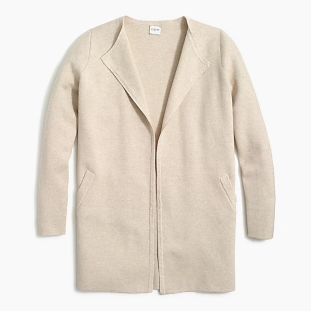 J. Crew Factory Neutral Cream Open-Front Long Cardigan